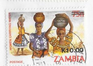 Zambia #503   10k on 75n Water Carriers  (CTO)  CV$1.00