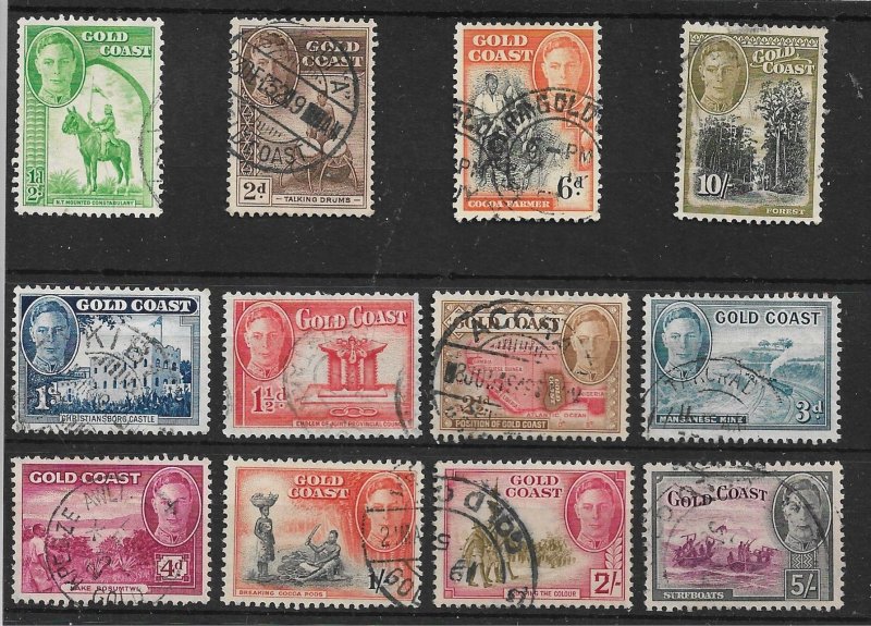 GOLD COAST 1948 SET SG 135/146 FINE USED Cat £48