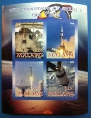 Malawi 2008 M/S Apollo Space Satellite Exploration Sciences Rocket Stamps imperf