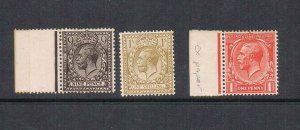 Great Britan 1913 KGV SG 392,396,419b MNH