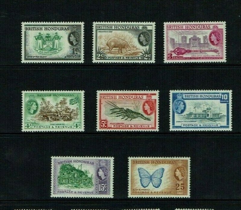 British Honduras: 1953, Queen Elizabeth definitive, short set to 25c, Mint