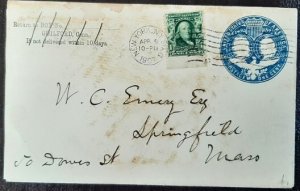 US Scott # U348; used 1c stamped env from 1893; entire; fine condition; see note