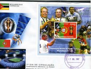 Mozambique 2007 CONCORDE Rugby World Cup Portugal Team s/s Perforated in FDC