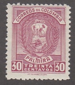 Colombia # 493, Arms of Palmira, Mint Hinged, 1/2 Hinged Cat.