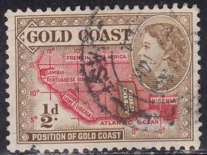 Gold Coast 148 USED 1952 Map of West Africa ½p
