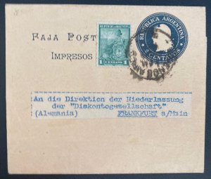 1910 Buenos Aires Argentina Stationery Wrapper Cover To Frankfurt Germany