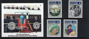 FALKLAND ISLANDS DEP.QEII  LIFE and TIMES of Queen Mother SET/SHEET MNH