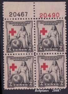 BOBPLATES US #702 Red Cross Top Left Plate Block 20467 20490 MNH