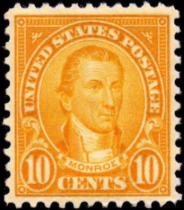 1927 10c James Monroe, Orange Scott 642 Mint F/VF LH