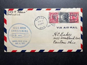 1931 USA Zeppelin Cover USS Akron Akron OH to Canton OH Christening