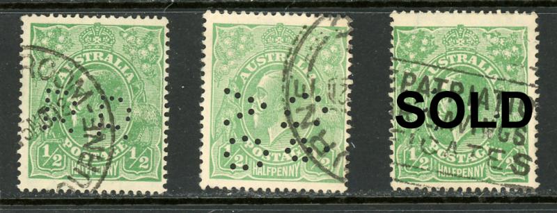 Australia 19 Used (With Perfins) (You Pick)