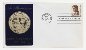 US 1287 (Unlisted) 13c Kennedy Prominent American FDC Sarzin Cachet ECV $12.50