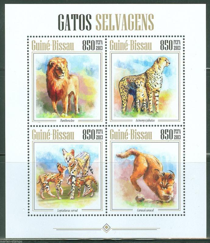 GUINEA BISSAU 2013 WILD CATS  SHEET  MINT NH