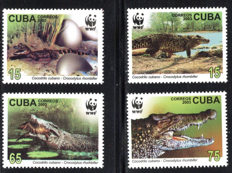 CUBA Sc# 4342-4345 WORLD WILDLIFE FUND reptiles WWF  Cpl set of 4  2003 MNH mint