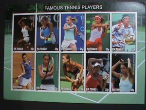 TOGA 2010-FAMOUS WORLD TENNIS PLAYERS MNH IMPERF:S/S SHEET-VERY FINE VERY FINE