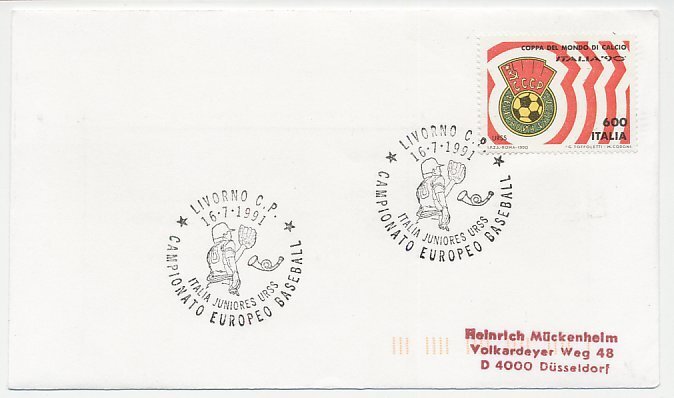 Cover / Postmark Italy 1991 European Championship Baseball Livorno 1991