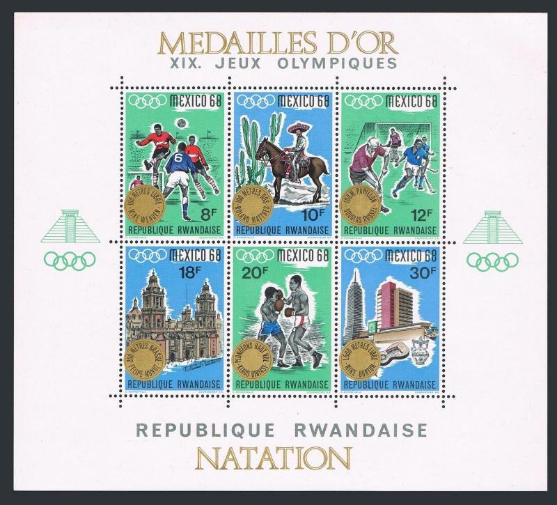 Rwanda 254,3 Var,Mnh.michel 296-313 Bl.15-17. Olympiques Mexico-1968,or