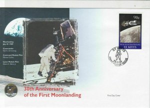 st kitts 30th anniversary moon landing stamps cover 1999 ref 19480