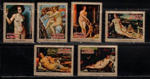 AJMAN Lot Of 6 Used Nudes By Various Artists - Nude Art Paintings On Stamps 6
