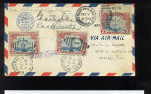 1928 Airmail Cover SERVICED 3 TIMES (DIFFERENT CANCEL EACH STAMP!!!) ( #C11-z96)