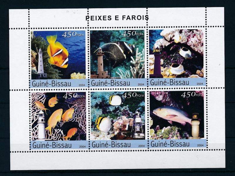 [25997] Guinea Bissau 2004 Marine Life Fish Lighthouse MNH