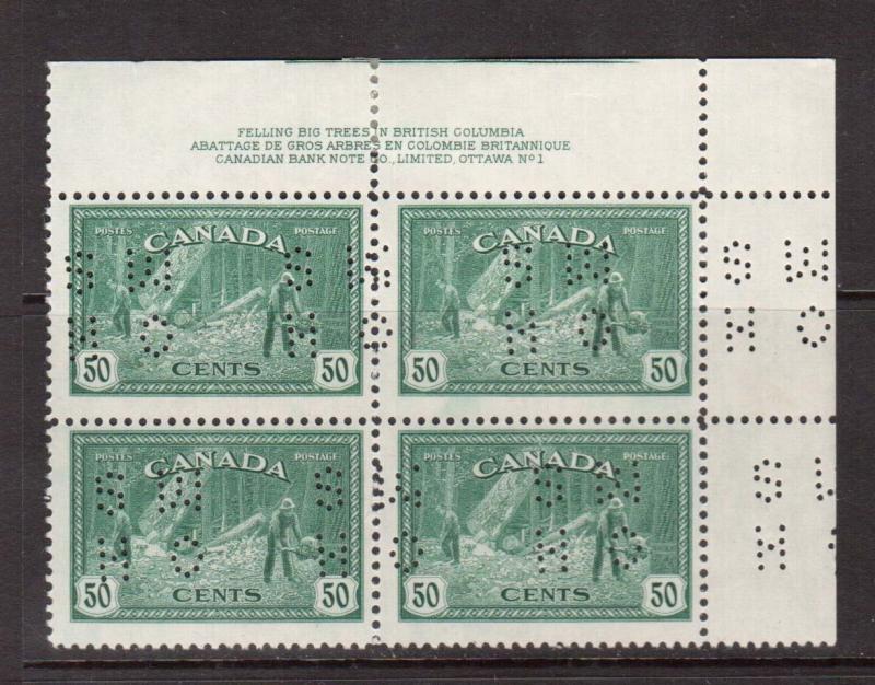 Canada #O272 VF Mint Plate #1 UR Block