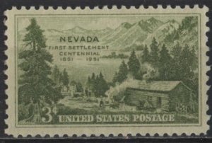 US 999 (mlh) 5¢ Nevada statehood, lt ol grn (1951)