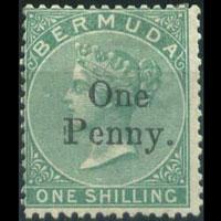 BERMUDA 1875 - Scott# 15 Queen Surch. 1p/1s LH