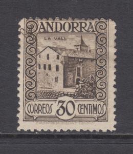 Andorra, Spanish Sc 19 MNG. 1929 30c LaVall, perf 14 w/ Control Number on back