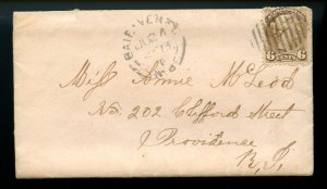 ?BAIE VERTE,N.B. 1873 double s/r 1873 w/ 6 cent Small Queen cover Canada