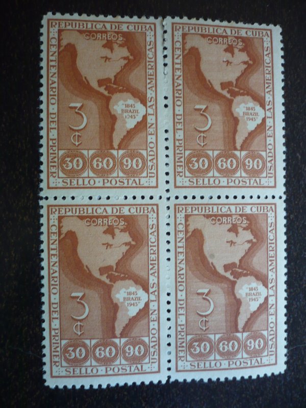 Stamps - Cuba - Scott# 393 - Mint Hinged Block of 4 Stamps