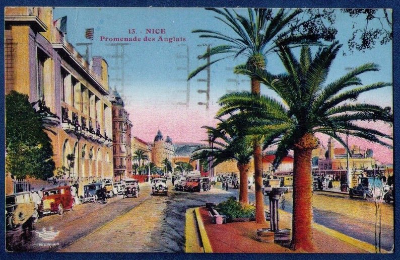 Post Card 1935 France Nice Promenade des Anglais The Grand Prix Auto of Nice