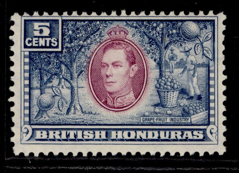 BRITISH HONDURAS GVI SG154, 5c mauve & dull blue, M MINT. 