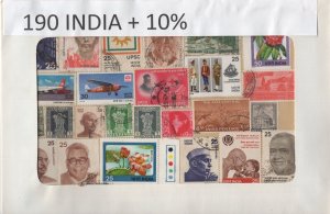 A Nice Selection Of 190 Mixed Condition Stamps From India.  #02 IND190