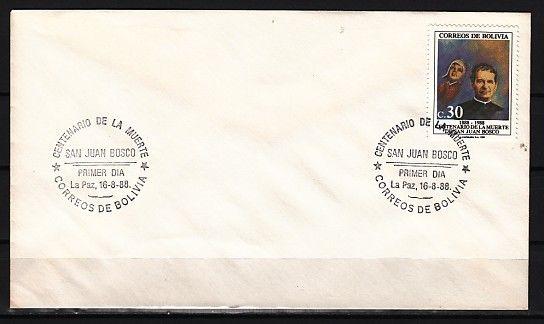 Bolivia, Scott cat. 771. San John Bosco issue. Plain First day cover. ^