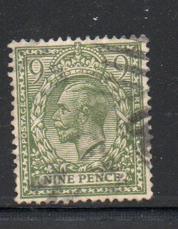 Great Britain Sc 183 1922 9d olive green George V stamp used