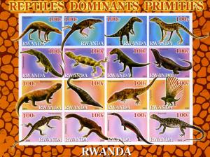 Rwanda 2001 Prehistoric Reptiles Dinosaurs Sheet Imperforated mnh.vf