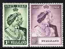 Nyasaland 1948 KG6 Royal Silver Wedding set of 2 mounted ...