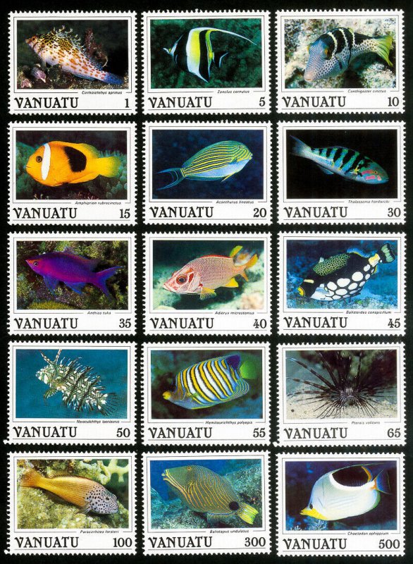 Vanuatu Stamps # 442-56 MNH XF Fish 