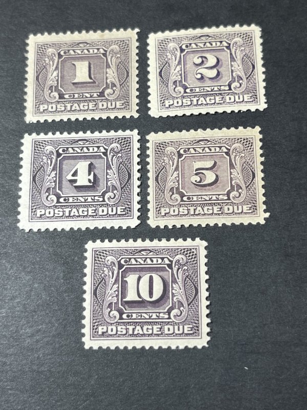 CANADA # J1-J5--MINT/HINGED-----COMPLETE SET---POSTAGE DUE---1906-28