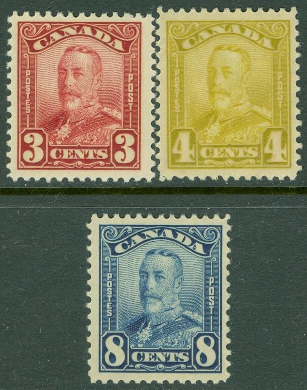 EDW1949SELL : CANADA 1928-29 Unitrade #151, 52, 54 All Very Fine, MNH. Cat $230.