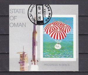 Oman State, 1969 Local issue. Return Landing s/sheet. Canceled. ^