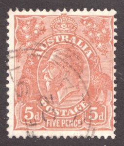 1930 Australia Sc #75 - 5 Pence - KGV Emu & Kangaroo - Mute cancel Cv$14