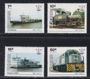 Zaire # 1216-1219, Ships & Locomotives, NH, 1/2 CAt.