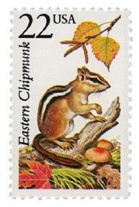 1987 22c Eastern Chipmunk, North American Wildlife Scott 2297 Mint F/VF NH