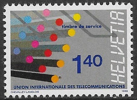 SWITZERLAND 1988 Fiber Optics ITU Official Sc 10O14 MNH