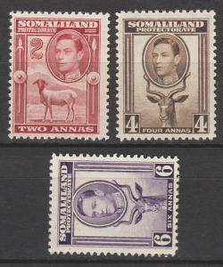 BRITISH SOMALILAND 1938 KGVI SHEEP BUCK 2A 4A AND 6A