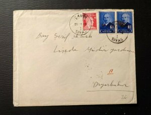 1948 Carsi Sivas Turkey Cover to Diyarbakır Turkey