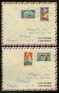 French Polynesia Two Airmail Covers  SAILBOATS