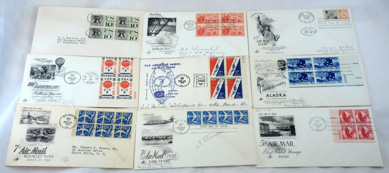 9 USA AirMail Stamps FDC SC# C50-C58  First Day Cover Collection 